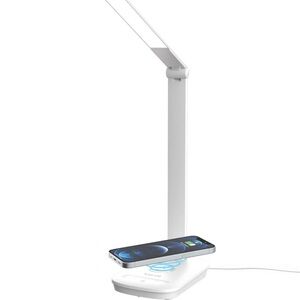 Tzumi 7998 Qi Wireless Phone Charging Desk Lamp white slim design